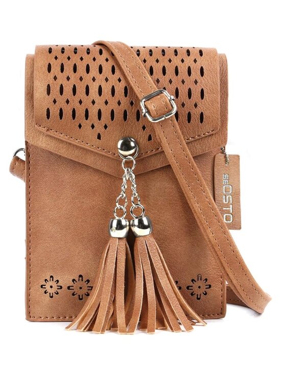 Handbags - seOSTO Small Crossbody Bag Faux Leather Tassel Purse for Women Teen Girls